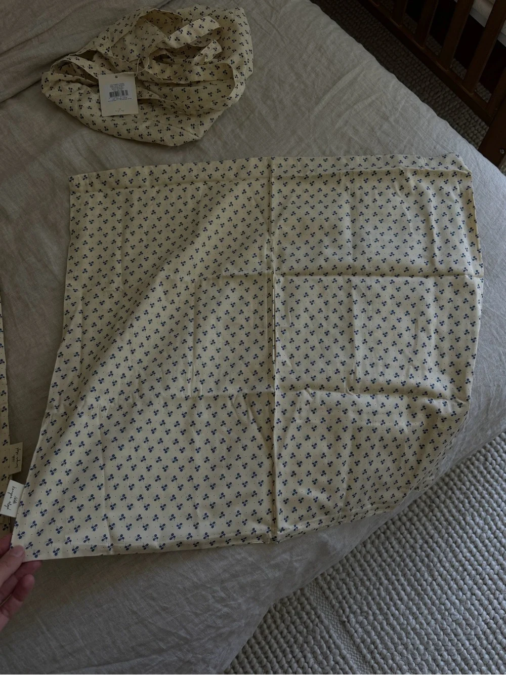 Blue Floral Cotton Duvet Cover - Unbranded